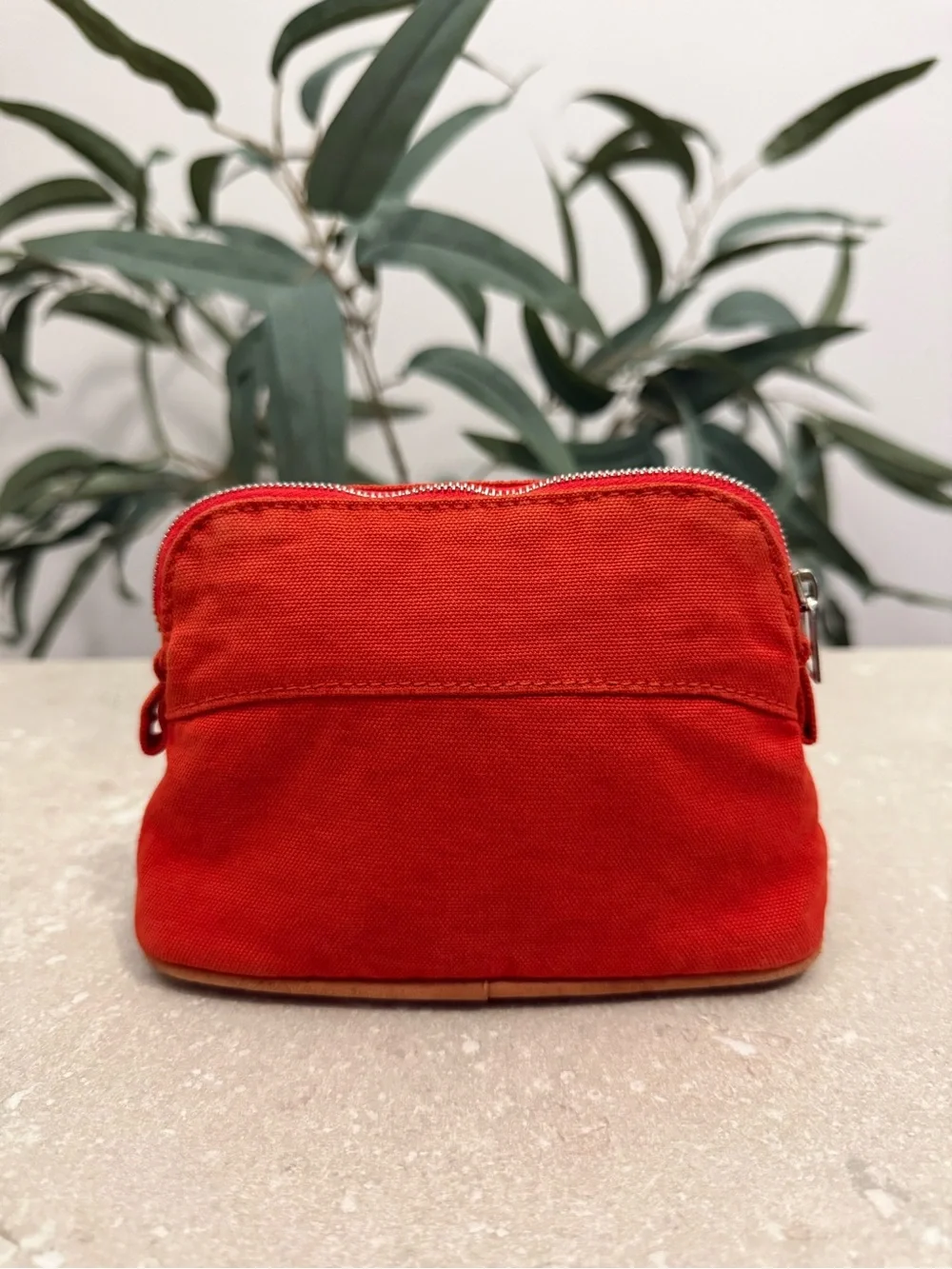Hermes Bolide Pouch TPM Orange Canvas Travel Cosmetic Bag